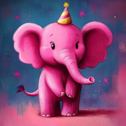 Rosa Elefant mit Partyhut